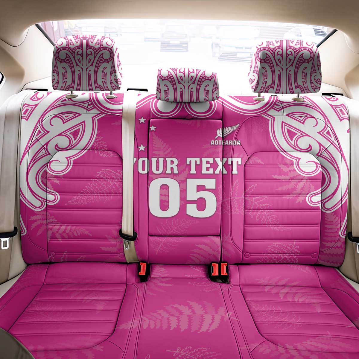New Zealand Fern Women Rugby Custom Back Car Seat Cover Pink Maori Pattern LT05 - Polynesian Pride