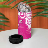 New Zealand Fern Women Rugby Custom 4 in 1 Can Cooler Tumbler Pink Maori Pattern LT05 - Polynesian Pride