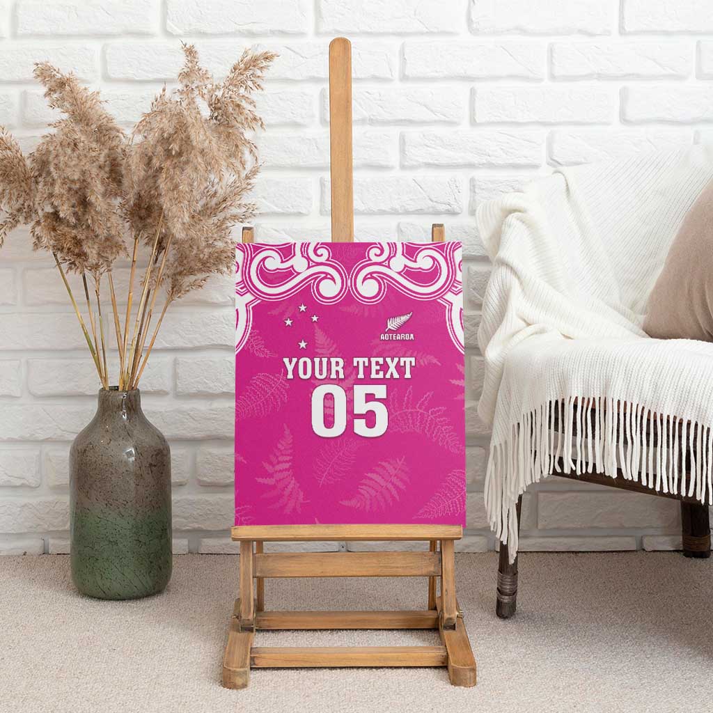 New Zealand Fern Women Rugby Custom Canvas Wall Art Pink Maori Pattern