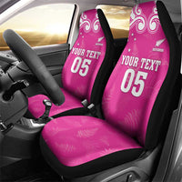 New Zealand Fern Women Rugby Custom Car Seat Cover Pink Maori Pattern LT05 - Polynesian Pride