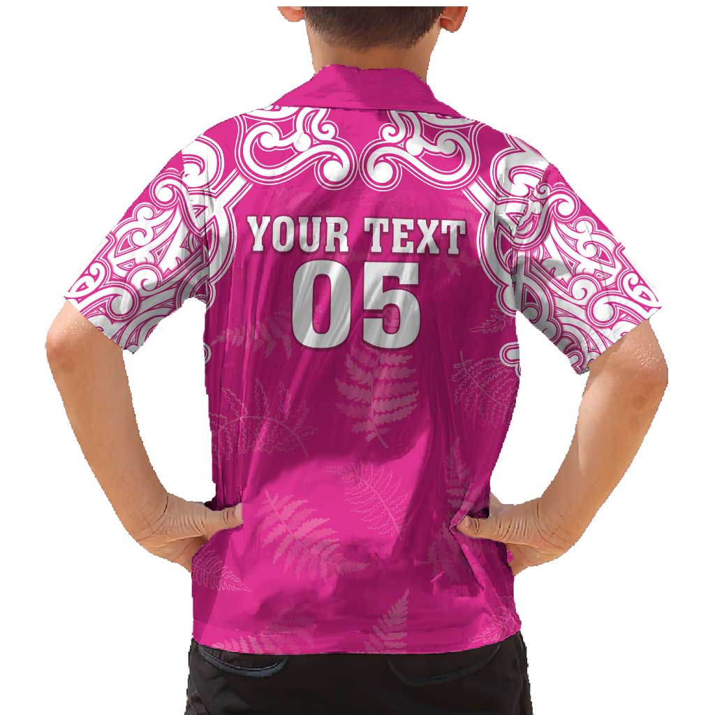 New Zealand Fern Women Rugby Custom Family Matching Mermaid Dress and Hawaiian Shirt Pink Maori Pattern LT05 - Polynesian Pride