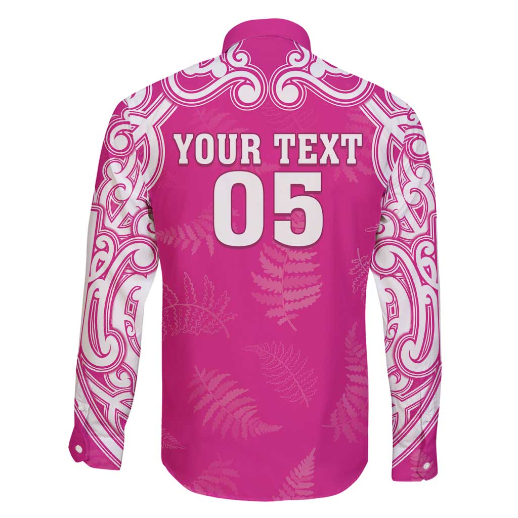 New Zealand Fern Women Rugby Custom Family Matching Mermaid Dress and Hawaiian Shirt Pink Maori Pattern LT05 - Polynesian Pride