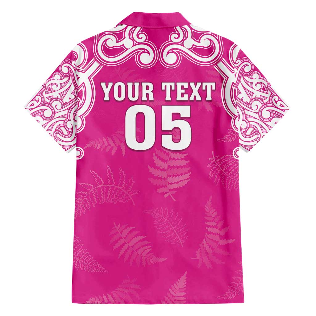 New Zealand Fern Women Rugby Custom Family Matching Off Shoulder Maxi Dress and Hawaiian Shirt Pink Maori Pattern LT05 - Polynesian Pride