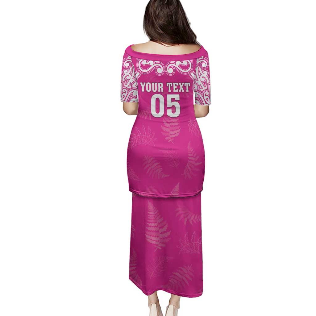 New Zealand Fern Women Rugby Custom Family Matching Puletasi and Hawaiian Shirt Pink Maori Pattern LT05 - Polynesian Pride