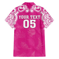 New Zealand Fern Women Rugby Custom Family Matching Short Sleeve Bodycon Dress and Hawaiian Shirt Pink Maori Pattern LT05 - Polynesian Pride