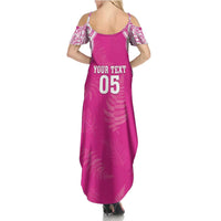 New Zealand Fern Women Rugby Custom Family Matching Summer Maxi Dress and Hawaiian Shirt Pink Maori Pattern LT05 - Polynesian Pride