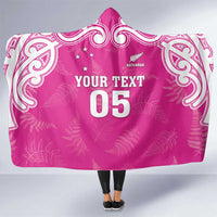 New Zealand Fern Women Rugby Custom Hooded Blanket Pink Maori Pattern LT05 One Size Pink - Polynesian Pride