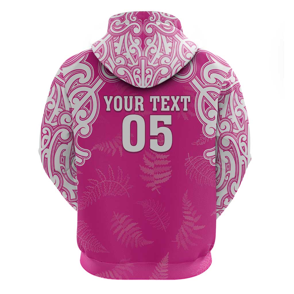 New Zealand Fern Women Rugby Custom Hoodie Pink Maori Pattern LT05 - Polynesian Pride