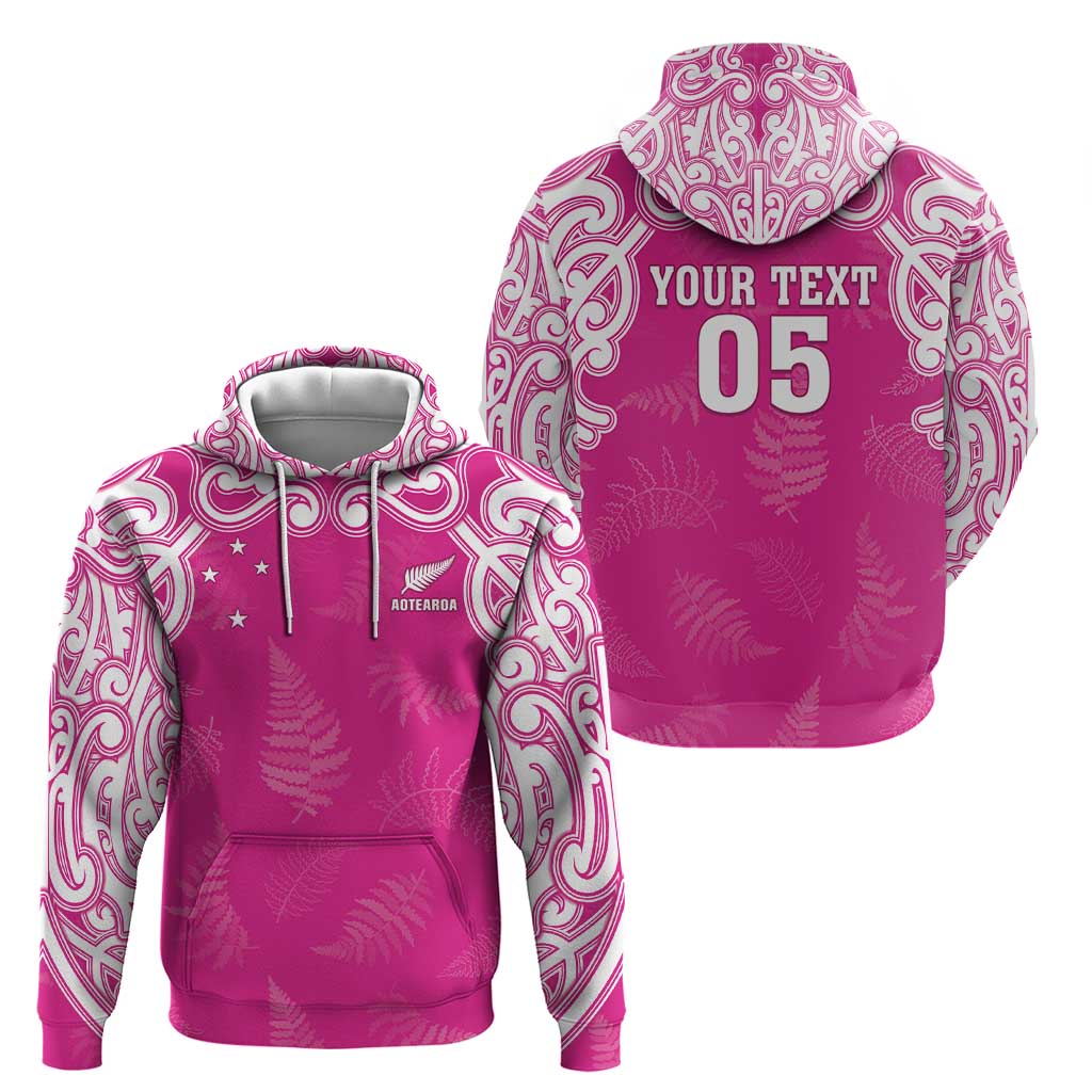 New Zealand Fern Women Rugby Custom Hoodie Pink Maori Pattern LT05 - Polynesian Pride