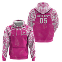 New Zealand Fern Women Rugby Custom Hoodie Pink Maori Pattern LT05 - Polynesian Pride
