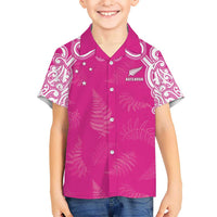 New Zealand Fern Women Rugby Custom Kid Hawaiian Shirt Pink Maori Pattern LT05 Kid Pink - Polynesian Pride
