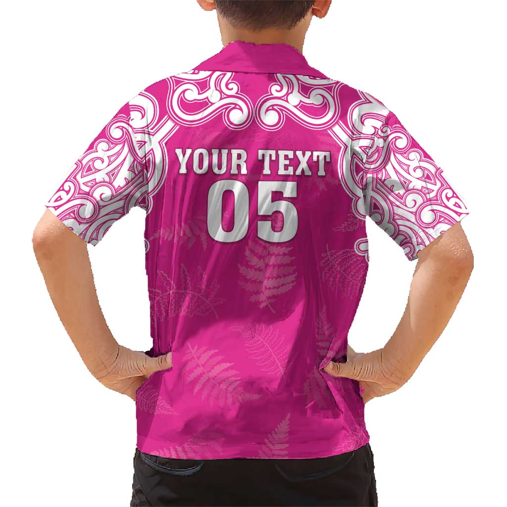 New Zealand Fern Women Rugby Custom Kid Hawaiian Shirt Pink Maori Pattern LT05 - Polynesian Pride