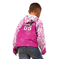 New Zealand Fern Women Rugby Custom Kid Hoodie Pink Maori Pattern LT05 - Polynesian Pride