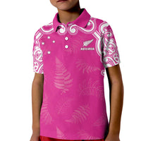 New Zealand Fern Women Rugby Custom Kid Polo Shirt Pink Maori Pattern LT05 Kid Pink - Polynesian Pride