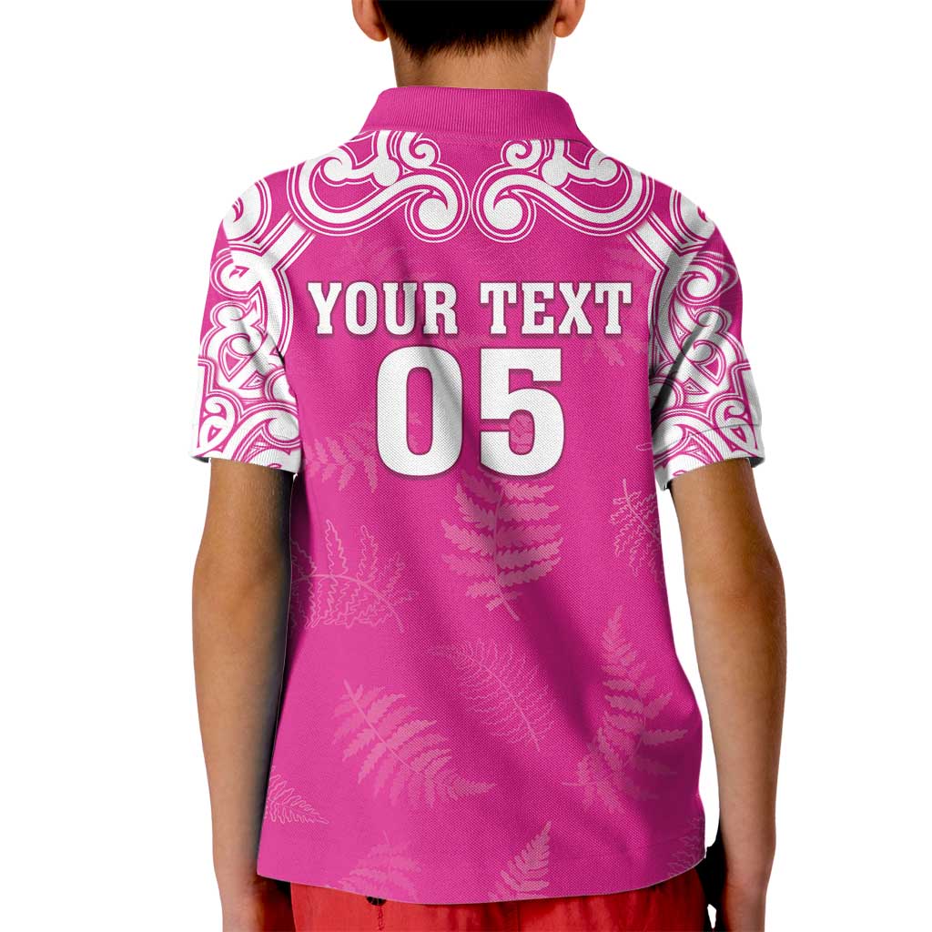 New Zealand Fern Women Rugby Custom Kid Polo Shirt Pink Maori Pattern LT05 - Polynesian Pride
