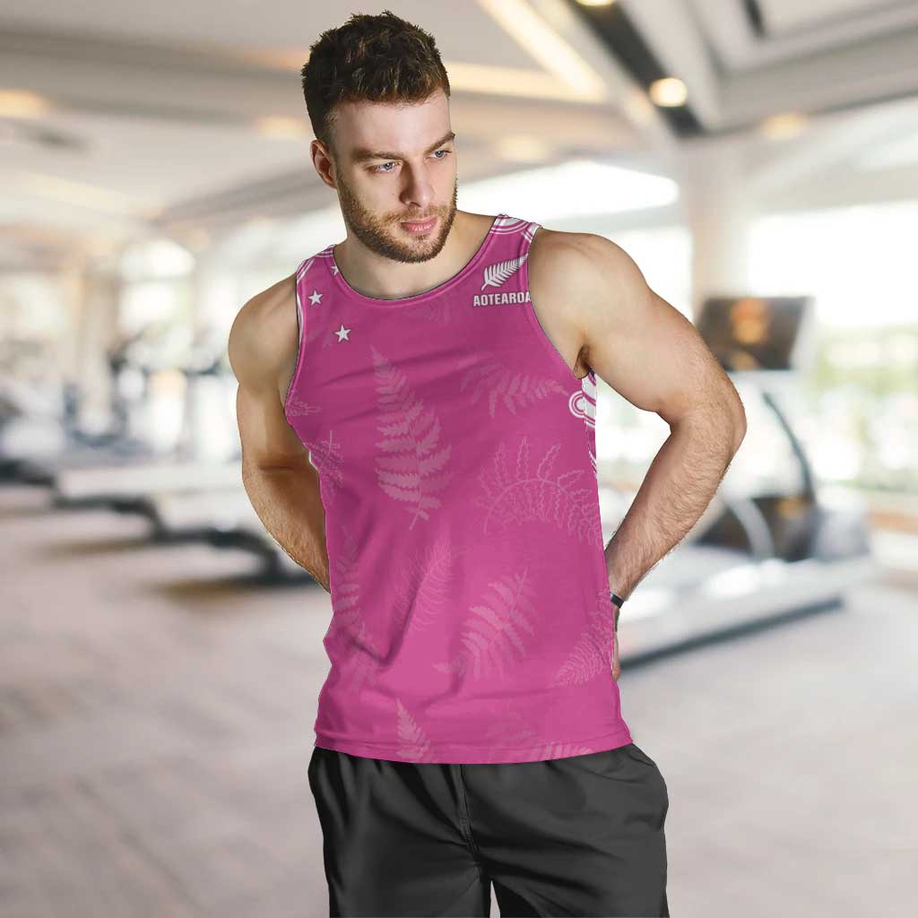 New Zealand Fern Women Rugby Custom Men Tank Top Pink Maori Pattern