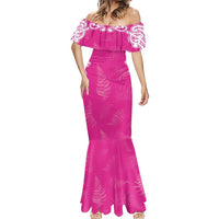 New Zealand Fern Women Rugby Custom Mermaid Dress Pink Maori Pattern LT05 - Polynesian Pride