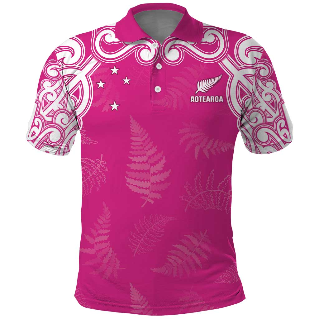 New Zealand Fern Women Rugby Custom Polo Shirt Pink Maori Pattern LT05 Pink - Polynesian Pride
