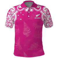 New Zealand Fern Women Rugby Custom Polo Shirt Pink Maori Pattern LT05 Pink - Polynesian Pride