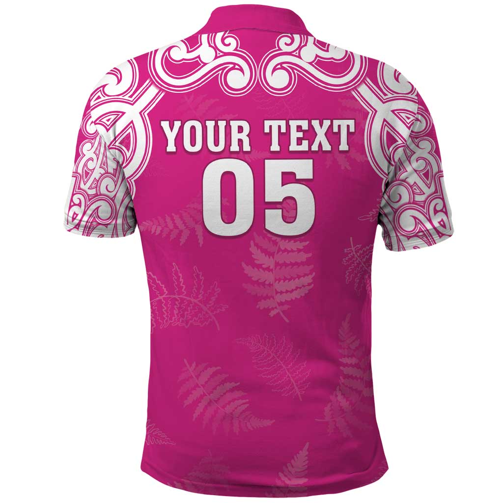 New Zealand Fern Women Rugby Custom Polo Shirt Pink Maori Pattern LT05 - Polynesian Pride