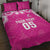 New Zealand Fern Women Rugby Custom Quilt Bed Set Pink Maori Pattern