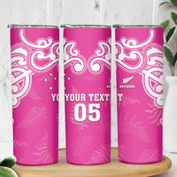 New Zealand Fern Women Rugby Custom Skinny Tumbler Pink Maori Pattern LT05 - Polynesian Pride