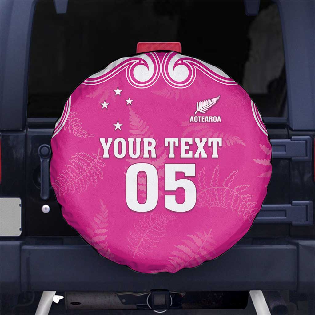 New Zealand Fern Women Rugby Custom Spare Tire Cover Pink Maori Pattern LT05 No hole Pink - Polynesian Pride