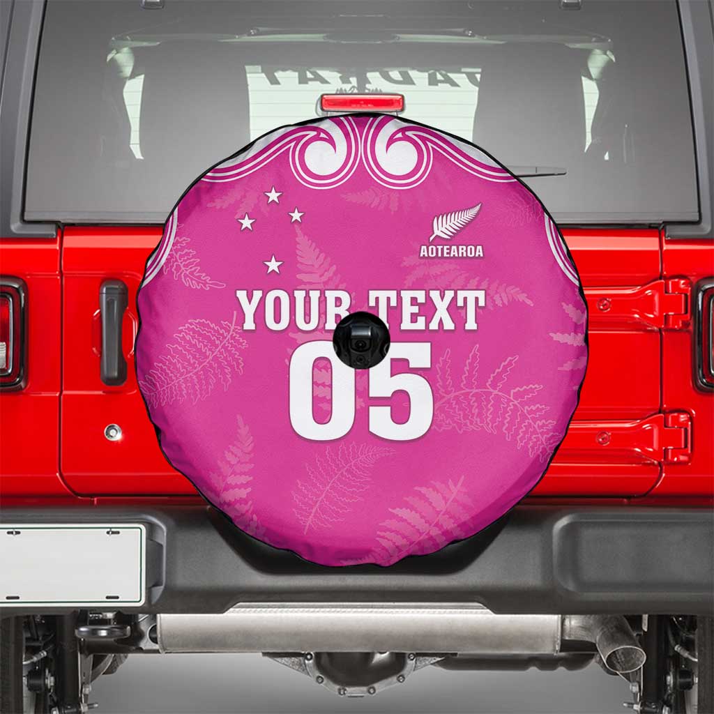 New Zealand Fern Women Rugby Custom Spare Tire Cover Pink Maori Pattern LT05 - Polynesian Pride