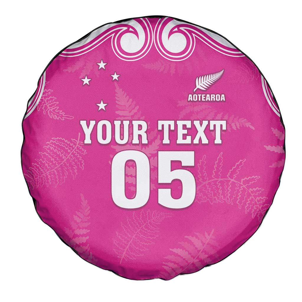 New Zealand Fern Women Rugby Custom Spare Tire Cover Pink Maori Pattern LT05 - Polynesian Pride