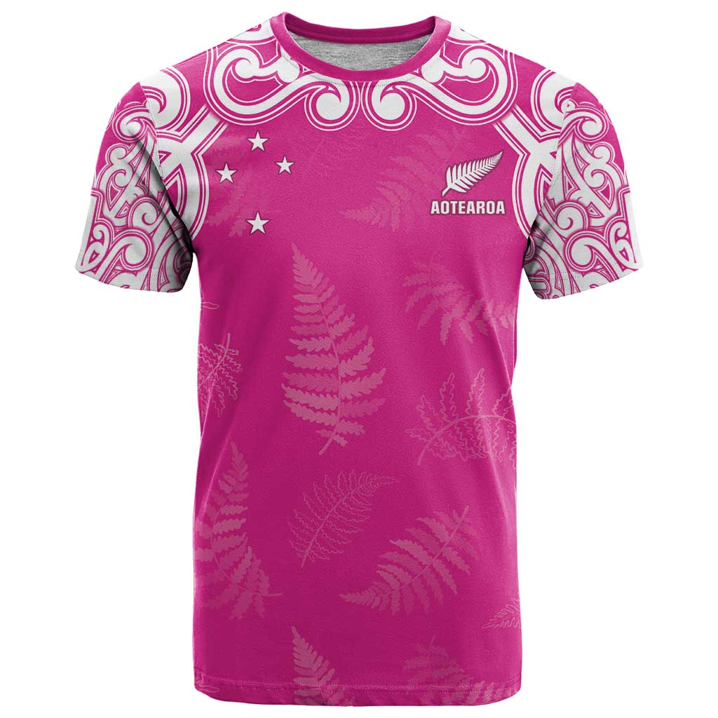 New Zealand Fern Women Rugby Custom T Shirt Pink Maori Pattern LT05 Pink - Polynesian Pride