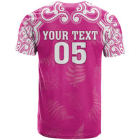 New Zealand Fern Women Rugby Custom T Shirt Pink Maori Pattern LT05 - Polynesian Pride