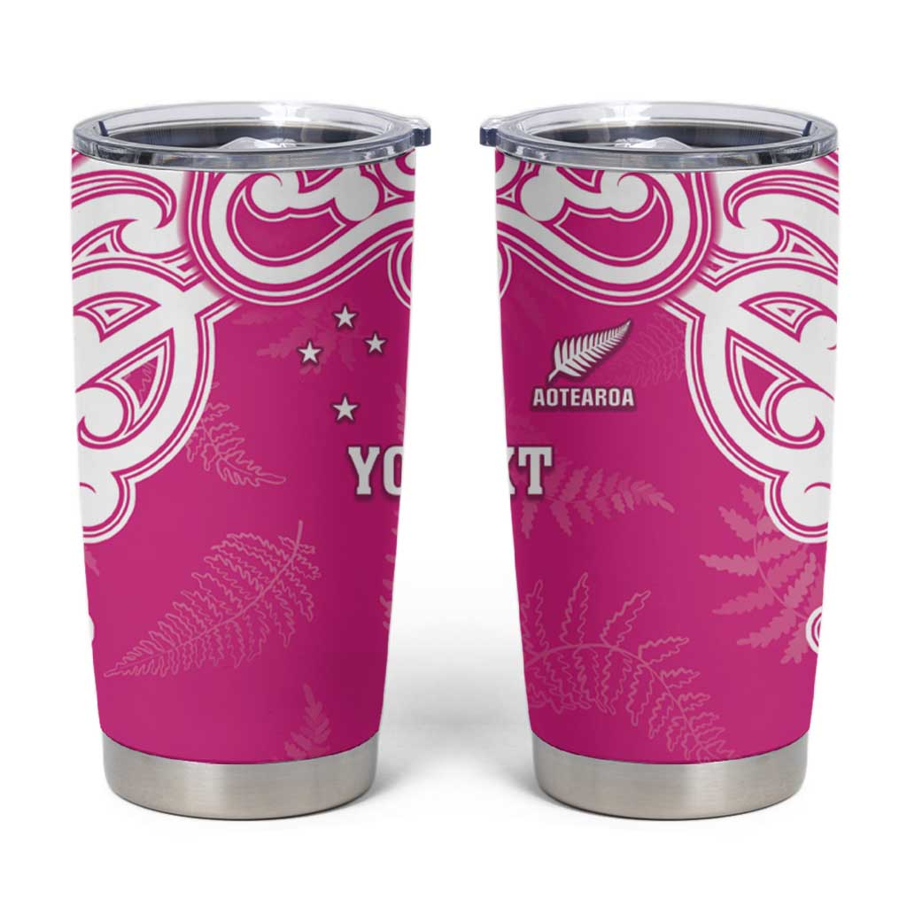 New Zealand Fern Women Rugby Custom Tumbler Cup Pink Maori Pattern LT05 Pink - Polynesian Pride