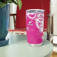 New Zealand Fern Women Rugby Custom Tumbler Cup Pink Maori Pattern LT05 - Polynesian Pride