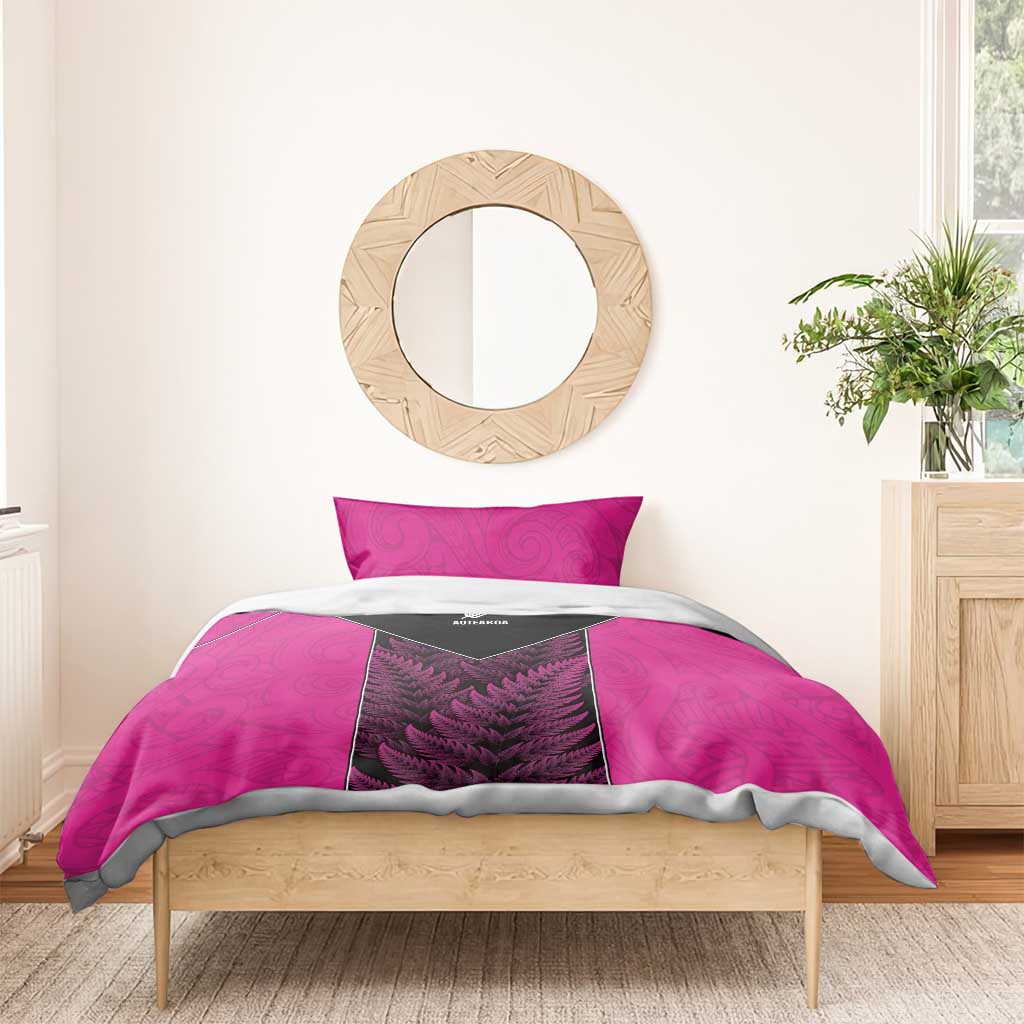 New Zealand Fern Rugby Bedding Set Pink Maori Pattern