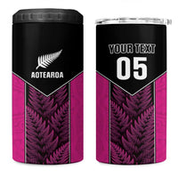 New Zealand Fern Rugby Custom 4 in 1 Can Cooler Tumbler Pink Maori Pattern LT05 One Size: 16 oz Pink - Polynesian Pride
