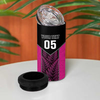 New Zealand Fern Rugby Custom 4 in 1 Can Cooler Tumbler Pink Maori Pattern LT05 - Polynesian Pride