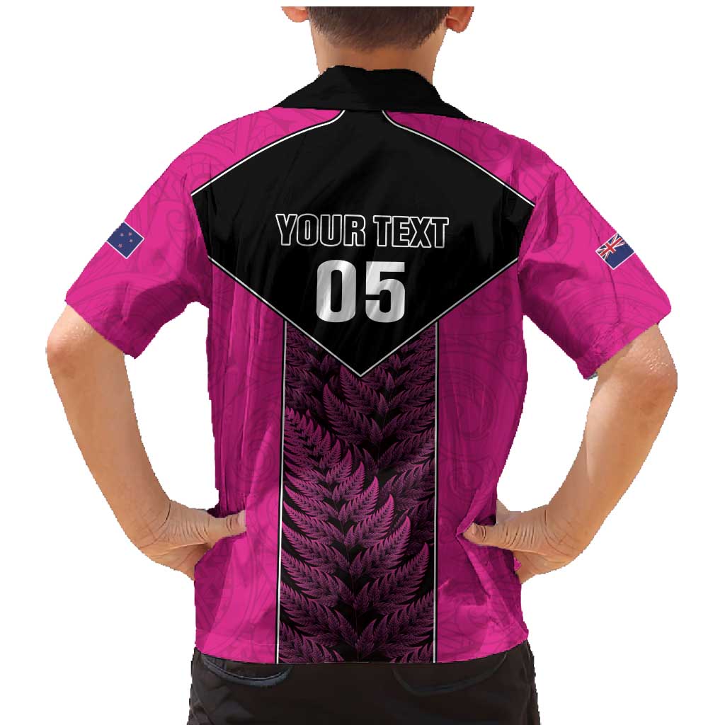 New Zealand Fern Rugby Custom Family Matching Mermaid Dress and Hawaiian Shirt Pink Maori Pattern LT05 - Polynesian Pride