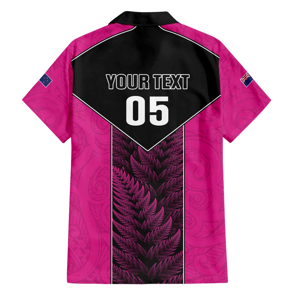 New Zealand Fern Rugby Custom Family Matching Off The Shoulder Long Sleeve Dress and Hawaiian Shirt Pink Maori Pattern LT05 - Polynesian Pride