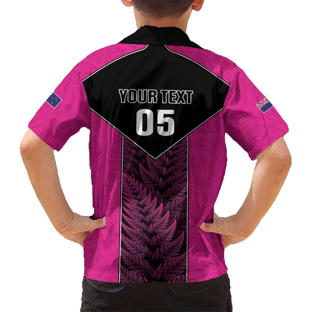 New Zealand Fern Rugby Custom Family Matching Puletasi and Hawaiian Shirt Pink Maori Pattern LT05 - Polynesian Pride
