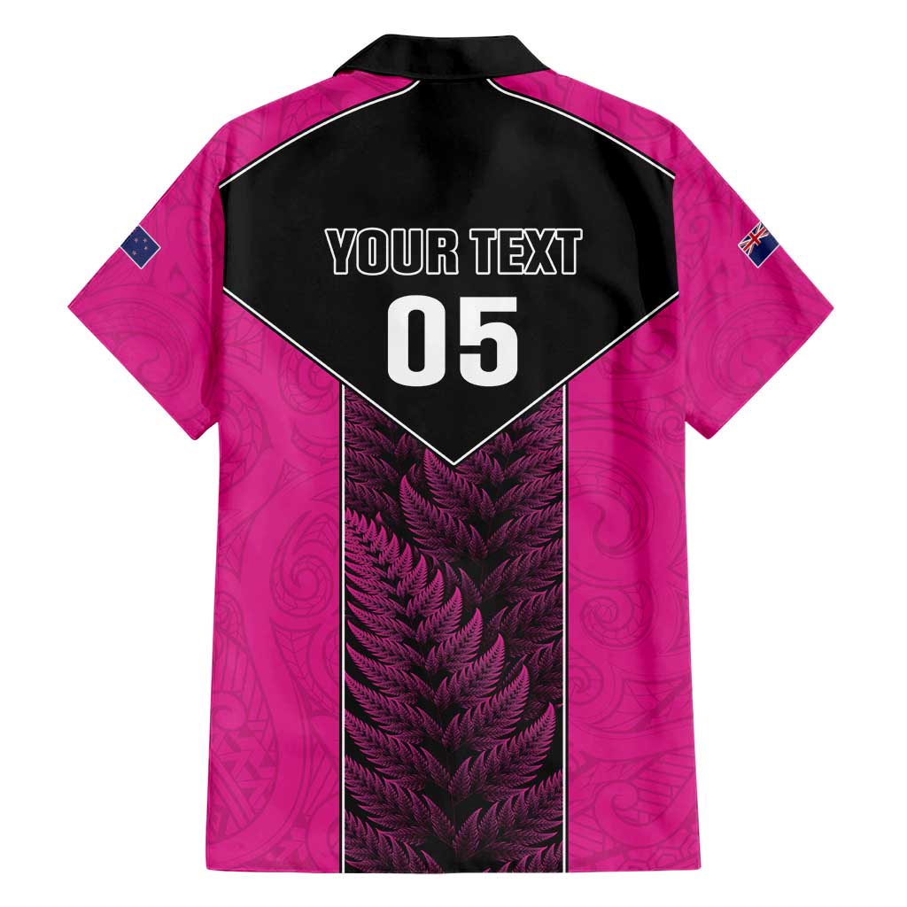 New Zealand Fern Rugby Custom Family Matching Short Sleeve Bodycon Dress and Hawaiian Shirt Pink Maori Pattern LT05 - Polynesian Pride