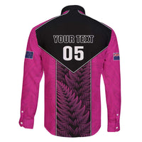 New Zealand Fern Rugby Custom Family Matching Short Sleeve Bodycon Dress and Hawaiian Shirt Pink Maori Pattern LT05 - Polynesian Pride