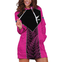 New Zealand Fern Rugby Custom Hoodie Dress Pink Maori Pattern LT05 Pink - Polynesian Pride