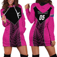 New Zealand Fern Rugby Custom Hoodie Dress Pink Maori Pattern LT05 - Polynesian Pride