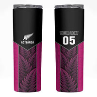 New Zealand Fern Rugby Custom Skinny Tumbler Pink Maori Pattern LT05 Pink - Polynesian Pride