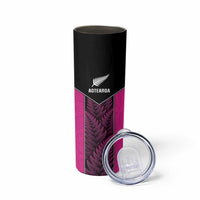 New Zealand Fern Rugby Custom Skinny Tumbler Pink Maori Pattern LT05 - Polynesian Pride