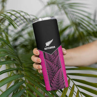 New Zealand Fern Rugby Custom Skinny Tumbler Pink Maori Pattern LT05 - Polynesian Pride