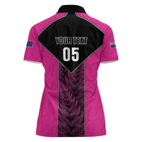 New Zealand Fern Rugby Custom Women Polo Shirt Pink Maori Pattern LT05 - Polynesian Pride