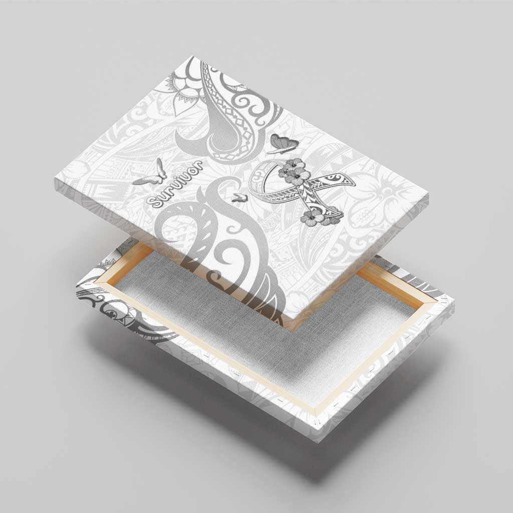 Brain Cancer Awareness Canvas Wall Art Ribbon Polynesian Pattern