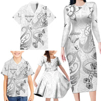 Personalised Brain Cancer Awareness Family Matching Long Sleeve Bodycon Dress and Hawaiian Shirt Ribbon Polynesian Pattern LT05 - Polynesian Pride