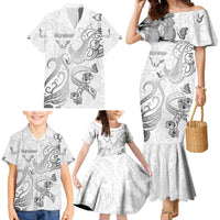 Personalised Brain Cancer Awareness Family Matching Mermaid Dress and Hawaiian Shirt Ribbon Polynesian Pattern LT05 - Polynesian Pride